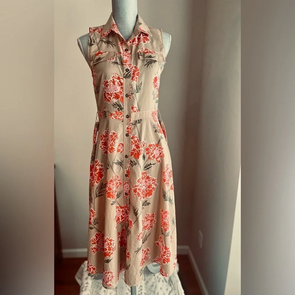 Banana Republic Pink Sleeveless Scoop Neck Sundres, button up shirt dress size 2